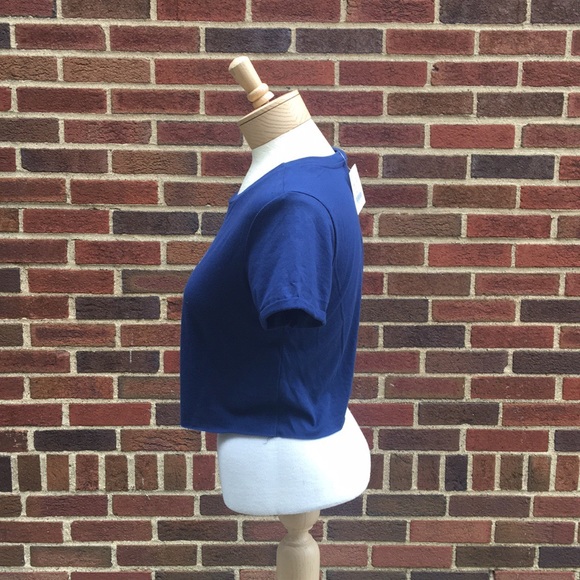 NWT Zara Lefties Blue Graphic Crop Top Size M - Picture 2 of 8